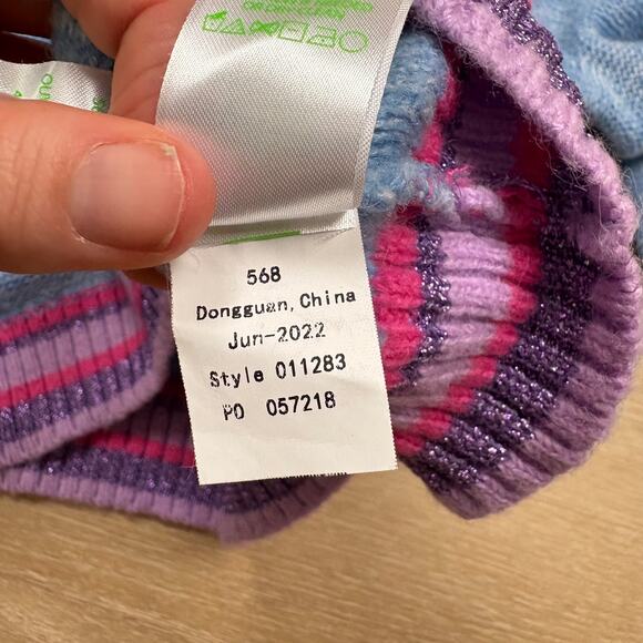 Lilly Pulitzer Verna Pom Pom Bobble Crew Neck Sweater Women’s L Color Blue/Pink - Picture 4 of 6